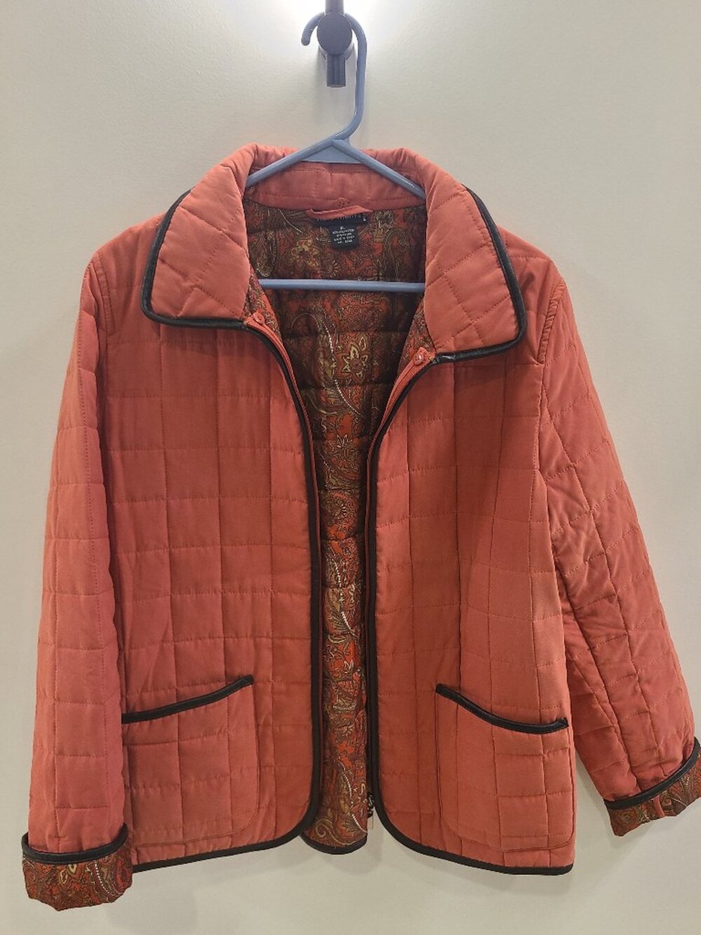 Statements Orange Puffer Jacket XL Black Lined Coat with Roll Cuffs